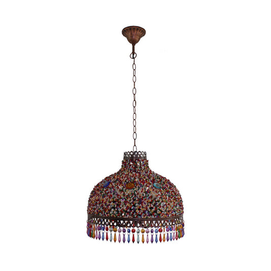 Decorative Bowl Pendant Chandelier 3/6 Bulbs Metal Down Lighting in Orange/Green/Taupe, 14.5"/17"/23.5" Width Clearhalo 'Ceiling Lights' 'Chandeliers' Lighting' options 393059
