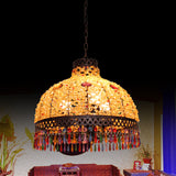 3/6 Bulbs Hanging Chandelier Art Deco Dome Metal Pendant Light Fixture in White/Beige/Red for Living Room, 14.5"/17"/23.5" W Clearhalo 'Ceiling Lights' 'Chandeliers' Lighting' options 393060