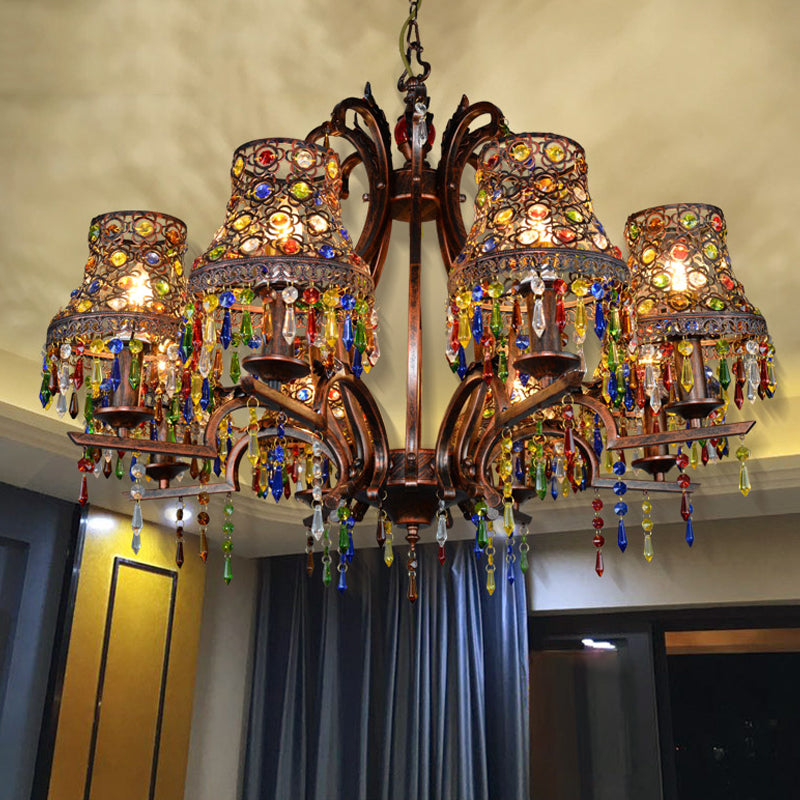 Metal Copper Chandelier Light Fixture Bell 3/5/8 Bulbs Bohemian Ceiling Pendant for Living Room Clearhalo 'Ceiling Lights' 'Chandeliers' Lighting' options 393099