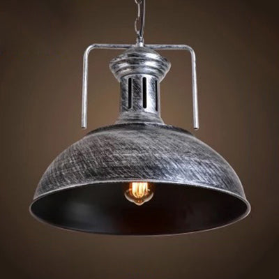 13"/16" Wide Domed Pendant Light Industrial Stylish 1 Light Metal Hanging Lamp in Aged Silver for Dining Room Silver 16.5" Clearhalo 'Art Deco Pendants' 'Cast Iron' 'Ceiling Lights' 'Ceramic' 'Crystal' 'Industrial Pendants' 'Industrial' 'Metal' 'Middle Century Pendants' 'Pendant Lights' 'Pendants' 'Tiffany' Lighting' 3931