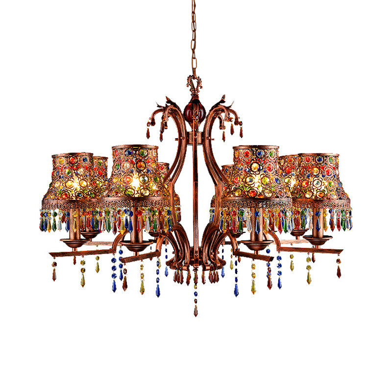 Metal Copper Chandelier Light Fixture Bell 3/5/8 Bulbs Bohemian Ceiling Pendant for Living Room Clearhalo 'Ceiling Lights' 'Chandeliers' Lighting' options 393100
