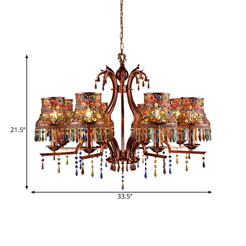 Metal Copper Chandelier Light Fixture Bell 3/5/8 Bulbs Bohemian Ceiling Pendant for Living Room Clearhalo 'Ceiling Lights' 'Chandeliers' Lighting' options 393102