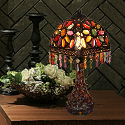 Bronze/Antique Bronze Curved Nightstand Light Bohemian Metal 1 Light Living Room Night Table Lighting Bronze Clearhalo 'Lamps' 'Table Lamps' Lighting' 393160