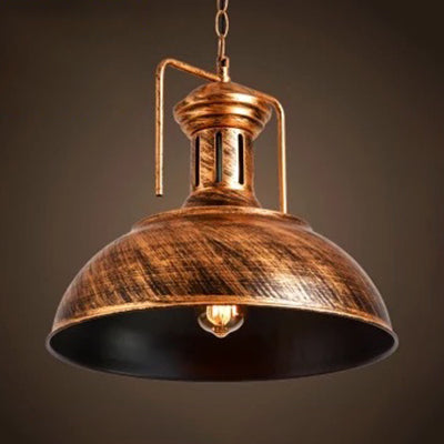 13"/16" Wide Domed Pendant Light Industrial Stylish 1 Light Metal Hanging Lamp in Aged Silver for Dining Room Bronze 16.5" Clearhalo 'Art Deco Pendants' 'Cast Iron' 'Ceiling Lights' 'Ceramic' 'Crystal' 'Industrial Pendants' 'Industrial' 'Metal' 'Middle Century Pendants' 'Pendant Lights' 'Pendants' 'Tiffany' Lighting' 3932