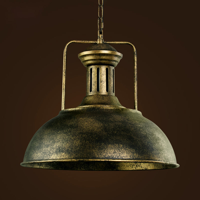13"/16" Wide Domed Pendant Light Industrial Stylish 1 Light Metal Hanging Lamp in Aged Silver for Dining Room Clearhalo 'Art Deco Pendants' 'Cast Iron' 'Ceiling Lights' 'Ceramic' 'Crystal' 'Industrial Pendants' 'Industrial' 'Metal' 'Middle Century Pendants' 'Pendant Lights' 'Pendants' 'Tiffany' Lighting' 3933
