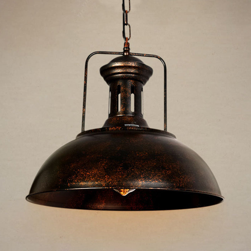 13"/16" Wide Domed Pendant Light Industrial Stylish 1 Light Metal Hanging Lamp in Aged Silver for Dining Room Clearhalo 'Art Deco Pendants' 'Cast Iron' 'Ceiling Lights' 'Ceramic' 'Crystal' 'Industrial Pendants' 'Industrial' 'Metal' 'Middle Century Pendants' 'Pendant Lights' 'Pendants' 'Tiffany' Lighting' 3935