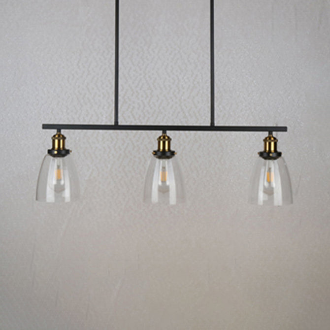 Cone Shade Dining Room Island Pendant Light Industrial Clear Glass 2/3 Lights Black Hanging Lamp Kit Clearhalo 'Ceiling Lights' 'Glass shade' 'Glass' 'Island Lights' Lighting' 39426