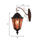 Lantern Restaurant Wall Sconce Lamp Antique Metal 1 Light Red/Yellow/Green Wall Lighting Fixture with Glass Decoration Clearhalo 'Wall Lamps & Sconces' 'Wall Lights' Lighting' 394384