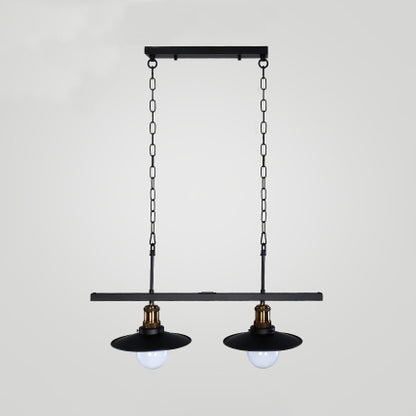 Flared Metal Hanging Ceiling Light Industrial 2/3 Lights Kitchen Pendant Light with Adjustable Chain in Black 2 Black Clearhalo 'Ceiling Lights' 'Island Lights' Lighting' 39459