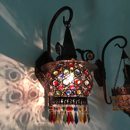 1 Head Wall Mounted Light Fixture Traditional Bedroom Wall Sconce Lamp with Urn/Globe Metal Shade in Copper, 8"/12" W Copper 8" Clearhalo 'Wall Lamps & Sconces' 'Wall Lights' Lighting' 394713