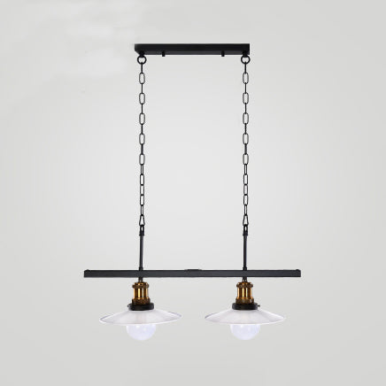 Cone Metal Hanging Pendant Industrial 2/3-Light Kitchen Island Light Fixture in White with Chain 2 White Clearhalo 'Ceiling Lights' 'Island Lights' Lighting' 39473