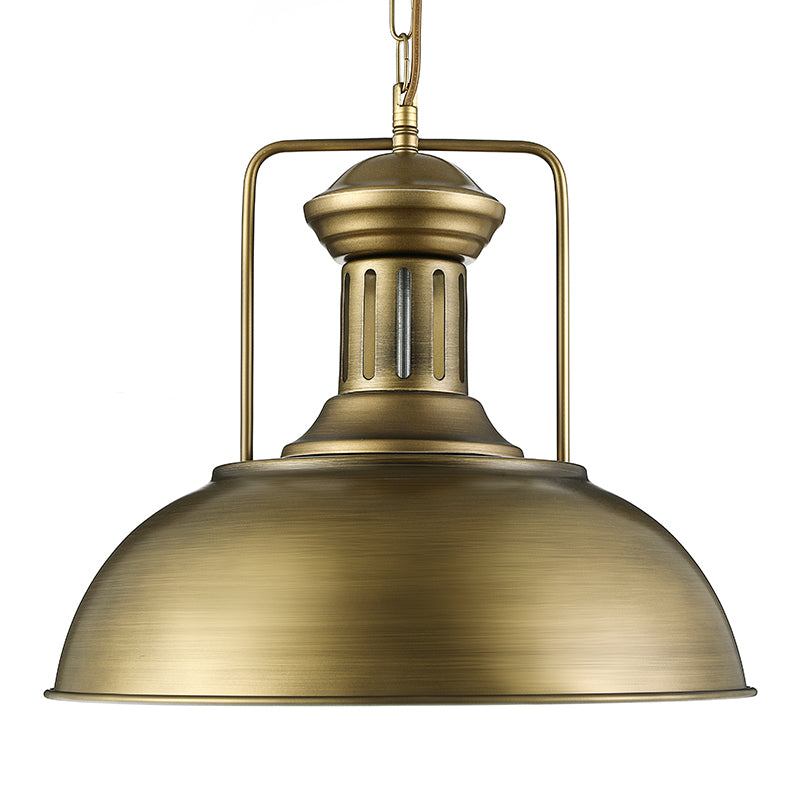 Black/Bronze/Brass Bowl Pendant Lighting Rustic Stylish Metal 1 Light Restaurant Hanging Lamp, 13"/16" Dia Satin Brass 16" Clearhalo 'Art Deco Pendants' 'Black' 'Cast Iron' 'Ceiling Lights' 'Ceramic' 'Crystal' 'Industrial Pendants' 'Industrial' 'Metal' 'Middle Century Pendants' 'Pendant Lights' 'Pendants' 'Rustic Pendants' 'Tiffany' Lighting' 3952