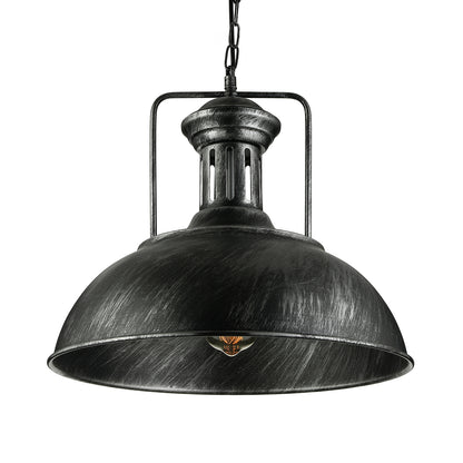 Black/Bronze/Brass Bowl Pendant Lighting Rustic Stylish Metal 1 Light Restaurant Hanging Lamp, 13"/16" Dia Black Clearhalo 'Art Deco Pendants' 'Black' 'Cast Iron' 'Ceiling Lights' 'Ceramic' 'Crystal' 'Industrial Pendants' 'Industrial' 'Metal' 'Middle Century Pendants' 'Pendant Lights' 'Pendants' 'Rustic Pendants' 'Tiffany' Lighting' 3958