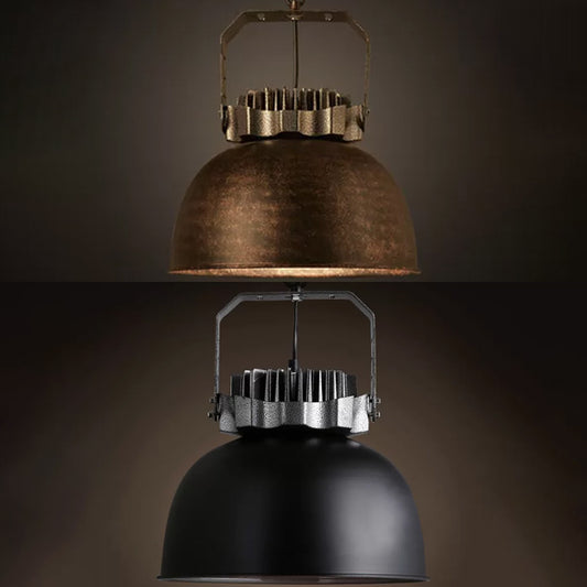 Black/Rust Finish Dome Hanging Ceiling Light Vintage Stylish Metal 1 Head Indoor Hanging Light Fixture Clearhalo 'Art Deco Pendants' 'Black' 'Cast Iron' 'Ceiling Lights' 'Ceramic' 'Crystal' 'Industrial Pendants' 'Industrial' 'Metal' 'Middle Century Pendants' 'Pendant Lights' 'Pendants' 'Rustic Pendants' 'Tiffany' Lighting' 3977