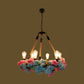 6 Bulbs Chandelier Light Industrial Exposed Bulb Metal LED Suspension Lamp in Black with Cherry Blossom Clearhalo 'Cast Iron' 'Ceiling Lights' 'Chandeliers' 'Industrial Chandeliers' 'Industrial' 'Metal' 'Middle Century Chandeliers' 'Rustic Chandeliers' 'Tiffany' Lighting' 398216