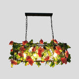 Metal Black Island Pendant Light Rectangular 4 Bulbs Industrial LED Ceiling Suspension Lamp with Rose Decor Clearhalo 'Ceiling Lights' 'Island Lights' Lighting' 398334