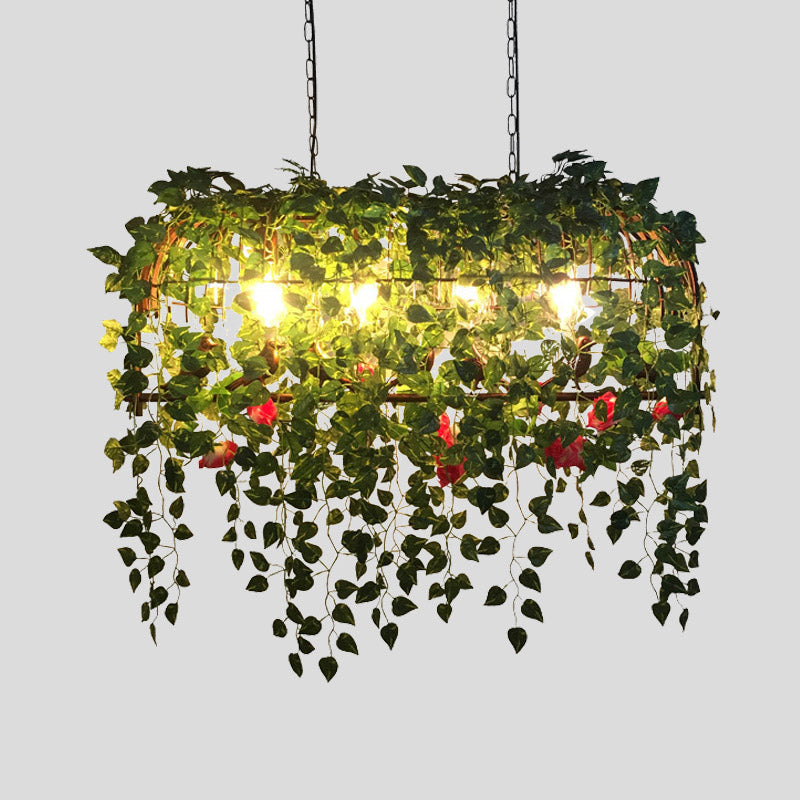 Birdcage Metal Island Chandelier Light Antique 4 Heads Restaurant Plant Ceiling Lamp in Black Clearhalo 'Ceiling Lights' 'Island Lights' Lighting' 398352