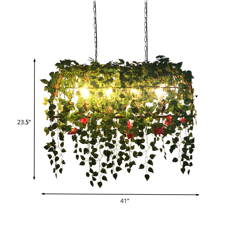 Birdcage Metal Island Chandelier Light Antique 4 Heads Restaurant Plant Ceiling Lamp in Black Clearhalo 'Ceiling Lights' 'Island Lights' Lighting' 398353