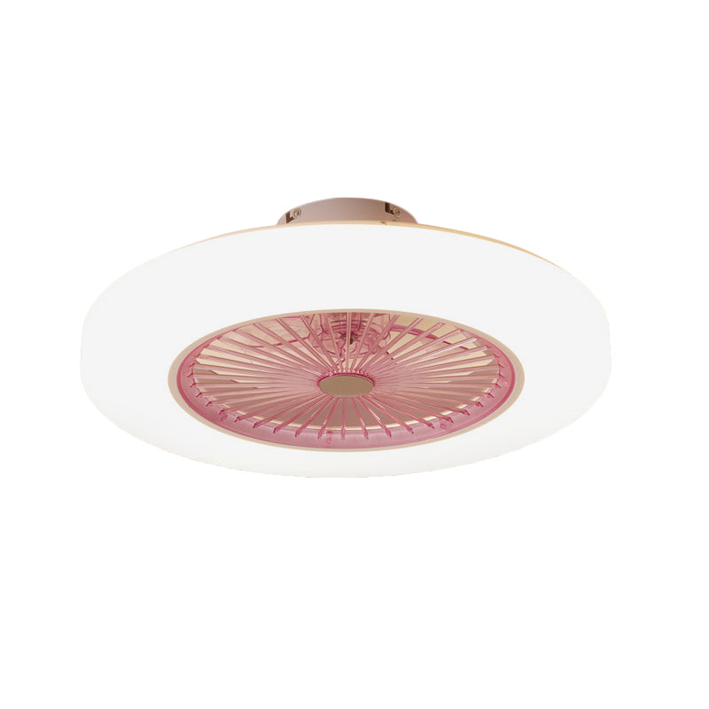 Acrylic Doughnut Ceiling Fan Light Simple Living Room LED Semi Flush Mounted Lamp Fixture in White/Pink/Yellow, 21" Wide Clearhalo 'Ceiling Fans with Lights' 'Ceiling Fans' 'Kids Ceiling Fans' 'Kids' Lighting' 398383