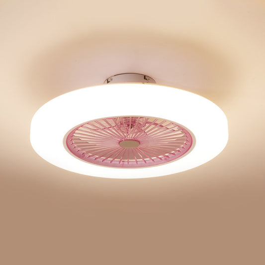 Acrylic Doughnut Ceiling Fan Light Simple Living Room LED Semi Flush Mounted Lamp Fixture in White/Pink/Yellow, 21" Wide Clearhalo 'Ceiling Fans with Lights' 'Ceiling Fans' 'Kids Ceiling Fans' 'Kids' Lighting' 398384