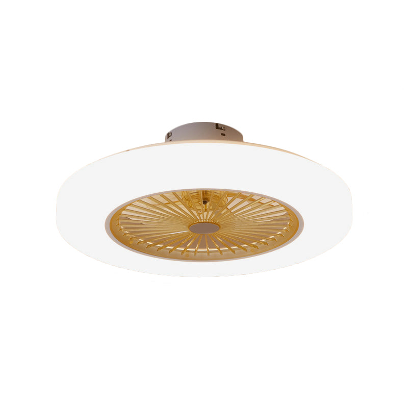 Acrylic Doughnut Ceiling Fan Light Simple Living Room LED Semi Flush Mounted Lamp Fixture in White/Pink/Yellow, 21" Wide Clearhalo 'Ceiling Fans with Lights' 'Ceiling Fans' 'Kids Ceiling Fans' 'Kids' Lighting' 398386