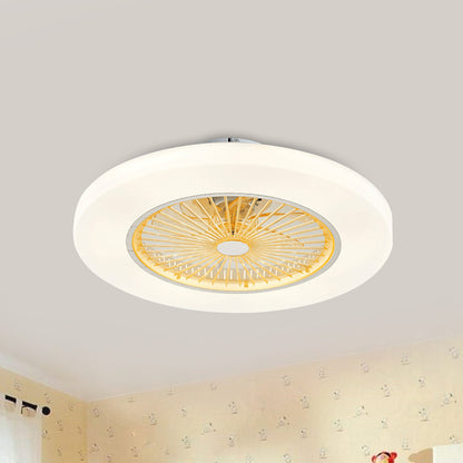 Doughnut Living Room Semi Flushmount Modernist Acrylic Yellow/Pink LED Hanging Ceiling Fan Lighting, 23" Wide Yellow Clearhalo 'Ceiling Fans with Lights' 'Ceiling Fans' 'Kids Ceiling Fans' 'Kids' Lighting' 398432
