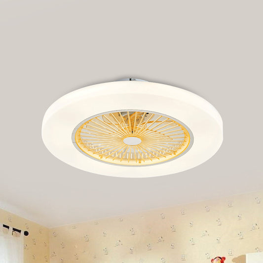 Doughnut Living Room Semi Flushmount Modernist Acrylic Yellow/Pink LED Hanging Ceiling Fan Lighting, 23" Wide Yellow Clearhalo 'Ceiling Fans with Lights' 'Ceiling Fans' 'Kids Ceiling Fans' 'Kids' Lighting' 398432