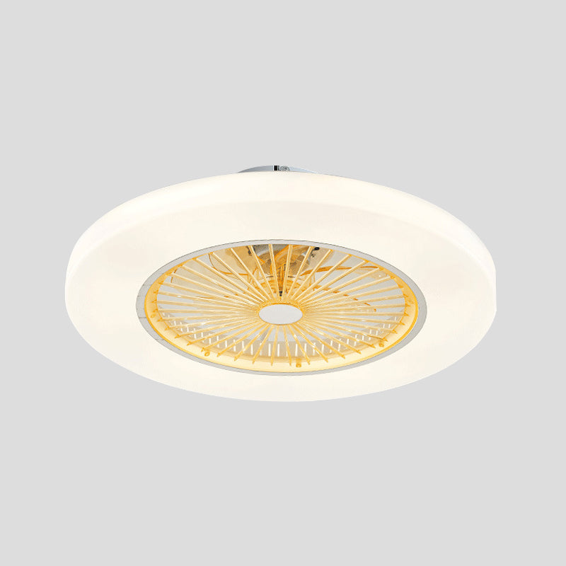 Doughnut Living Room Semi Flushmount Modernist Acrylic Yellow/Pink LED Hanging Ceiling Fan Lighting, 23" Wide Clearhalo 'Ceiling Fans with Lights' 'Ceiling Fans' 'Kids Ceiling Fans' 'Kids' Lighting' 398435