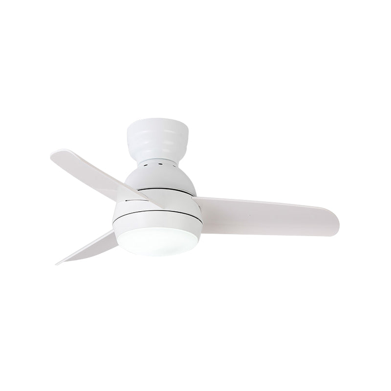 33.5" W LED Ceiling Fan Light Kids Dome Metal Semi Flushmount in Pink/Green/White with 3 White Plastic Blades, Wall/Remote Control Clearhalo 'Ceiling Fans with Lights' 'Ceiling Fans' 'Kids Ceiling Fans' 'Kids' Lighting' 398485