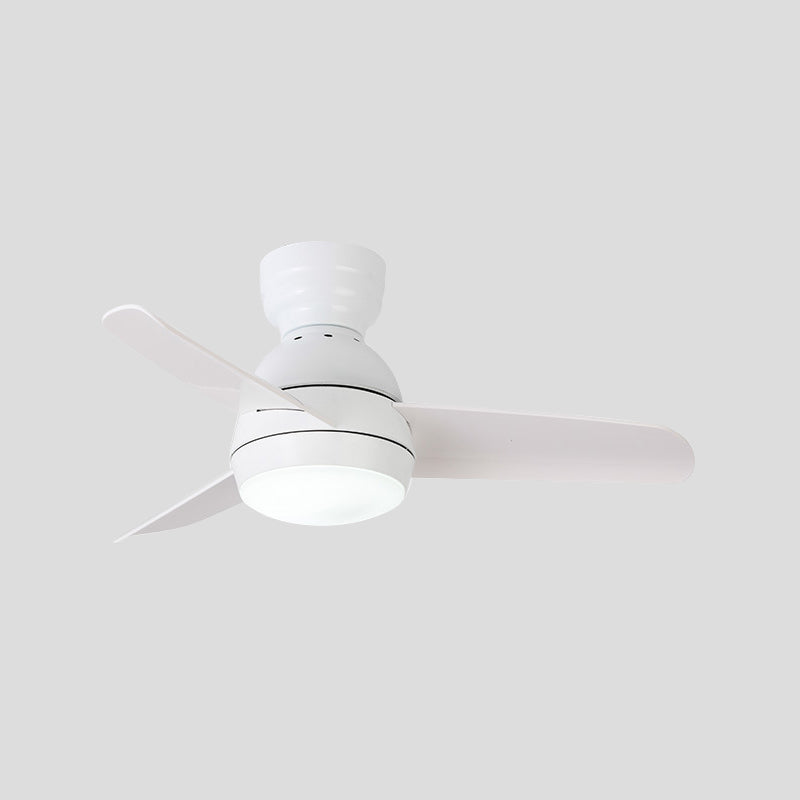 33.5" W LED Ceiling Fan Light Kids Dome Metal Semi Flushmount in Pink/Green/White with 3 White Plastic Blades, Wall/Remote Control Clearhalo 'Ceiling Fans with Lights' 'Ceiling Fans' 'Kids Ceiling Fans' 'Kids' Lighting' 398486