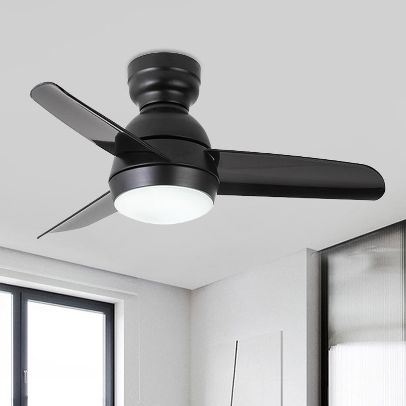 LED Round Pendant Fan Lighting Modern White/Black/Pink Finish Acrylic 3 Blades Semi Flush Mount Lamp with Wall/Remote Control, 33.5" Wide Clearhalo 'Ceiling Fans with Lights' 'Ceiling Fans' 'Kids Ceiling Fans' 'Kids' Lighting' 398501