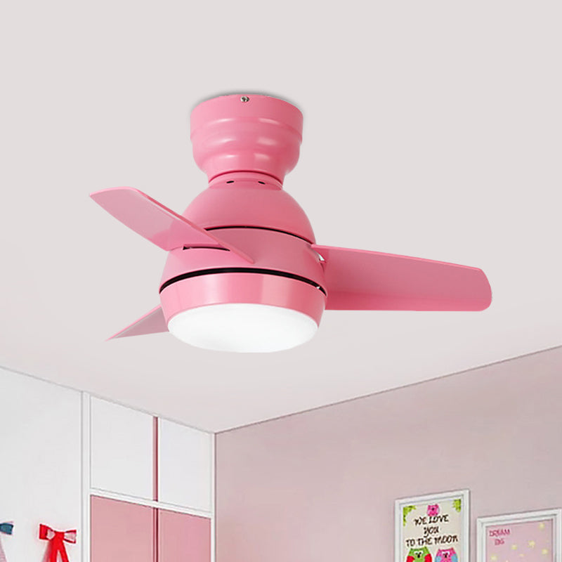 LED Round Pendant Fan Lighting Modern White/Black/Pink Finish Acrylic 3 Blades Semi Flush Mount Lamp with Wall/Remote Control, 33.5" Wide Clearhalo 'Ceiling Fans with Lights' 'Ceiling Fans' 'Kids Ceiling Fans' 'Kids' Lighting' 398510