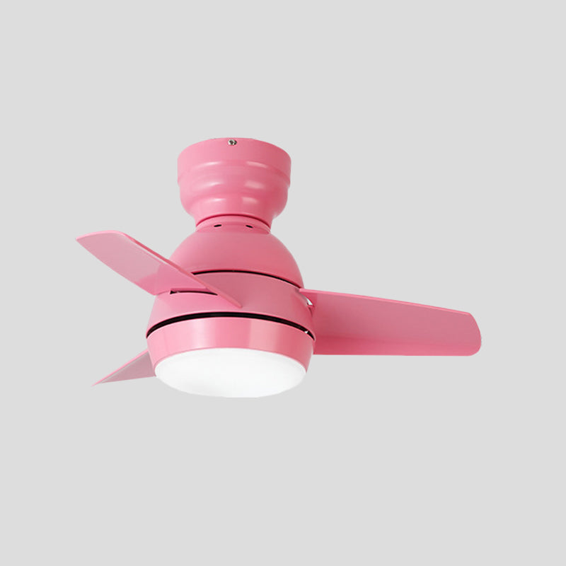 LED Round Pendant Fan Lighting Modern White/Black/Pink Finish Acrylic 3 Blades Semi Flush Mount Lamp with Wall/Remote Control, 33.5" Wide Clearhalo 'Ceiling Fans with Lights' 'Ceiling Fans' 'Kids Ceiling Fans' 'Kids' Lighting' 398512