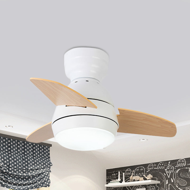 LED Round Pendant Fan Lighting Modern White/Black/Pink Finish Acrylic 3 Blades Semi Flush Mount Lamp with Wall/Remote Control, 33.5" Wide White Clearhalo 'Ceiling Fans with Lights' 'Ceiling Fans' 'Kids Ceiling Fans' 'Kids' Lighting' 398513