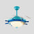36" W Acrylic Blue Semi Flush Mount Lighting Rudder LED Kids 4 Blades Hanging Ceiling Fan Lamp for Bedroom, Wall/Remote Control Blue Clearhalo 'Ceiling Fans with Lights' 'Ceiling Fans' 'Kids Ceiling Fans' 'Kids' Lighting' 398556
