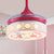 35.5" W LED Acrylic Semi Flush Mount Kids Pink/Blue Drum Bedroom 4 Blades Ceiling Fan Light with Wall/Remote Control Pink Clearhalo 'Ceiling Fans with Lights' 'Ceiling Fans' 'Kids Ceiling Fans' 'Kids' Lighting' 398585