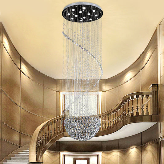 12 Heads Orbs and Rods Hanging Lamp Modernist Silver Crystal LED Cluster Pendant Light Clearhalo 'Ceiling Lights' 'Modern Pendants' 'Modern' 'Pendant Lights' 'Pendants' Lighting' 398703