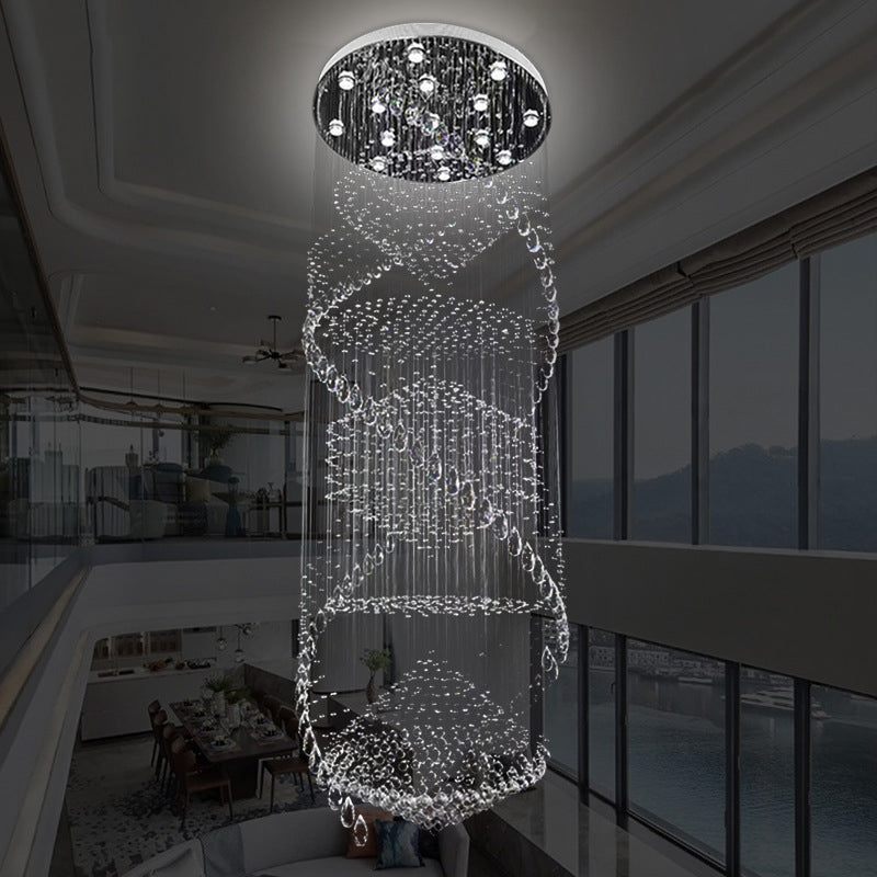 Simple Swirling Strand Ceiling Lamp 10 Bulbs Crystal LED Multi Light Pendant in Silver Clearhalo 'Ceiling Lights' 'Modern Pendants' 'Modern' 'Pendant Lights' 'Pendants' Lighting' 398707