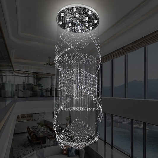 Simple Swirling Strand Ceiling Lamp 10 Bulbs Crystal LED Multi Light Pendant in Silver Clearhalo 'Ceiling Lights' 'Modern Pendants' 'Modern' 'Pendant Lights' 'Pendants' Lighting' 398707