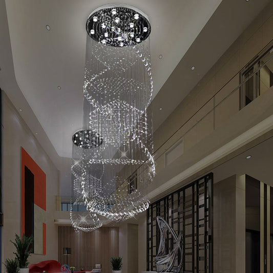 Simple Swirling Strand Ceiling Lamp 10 Bulbs Crystal LED Multi Light Pendant in Silver Clearhalo 'Ceiling Lights' 'Modern Pendants' 'Modern' 'Pendant Lights' 'Pendants' Lighting' 398708