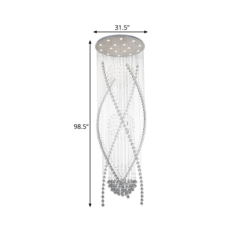 12 Bulbs Crystal Hanging Lamp Contemporary White Cascades Stair Cluster Pendant Light Clearhalo 'Ceiling Lights' 'Modern Pendants' 'Modern' 'Pendant Lights' 'Pendants' Lighting' 398720