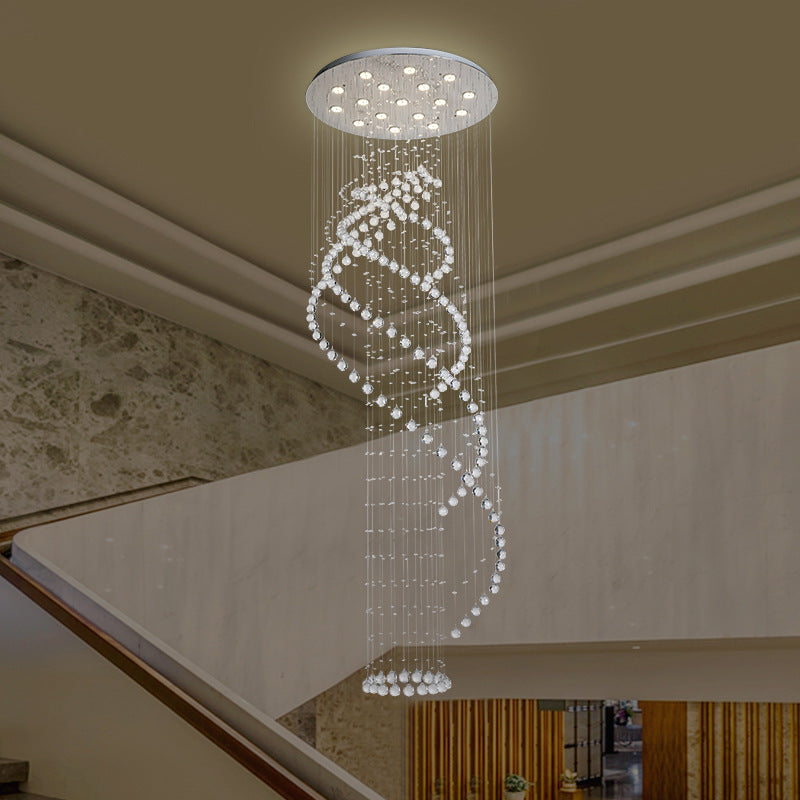 Modernist Spiral LED Ceiling Light 17 Bulbs Clear Crystal Cluster Pendant Lamp in Silver Silver Clearhalo 'Ceiling Lights' 'Modern Pendants' 'Modern' 'Pendant Lights' 'Pendants' Lighting' 398726