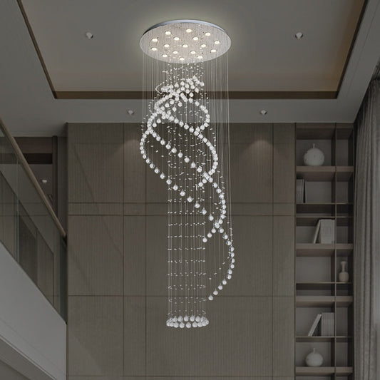 Modernist Spiral LED Ceiling Light 17 Bulbs Clear Crystal Cluster Pendant Lamp in Silver Clearhalo 'Ceiling Lights' 'Modern Pendants' 'Modern' 'Pendant Lights' 'Pendants' Lighting' 398727