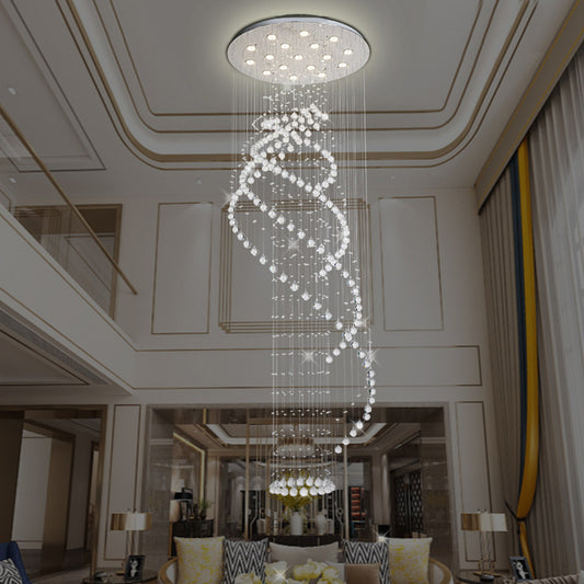 Modernist Spiral LED Ceiling Light 17 Bulbs Clear Crystal Cluster Pendant Lamp in Silver Clearhalo 'Ceiling Lights' 'Modern Pendants' 'Modern' 'Pendant Lights' 'Pendants' Lighting' 398728