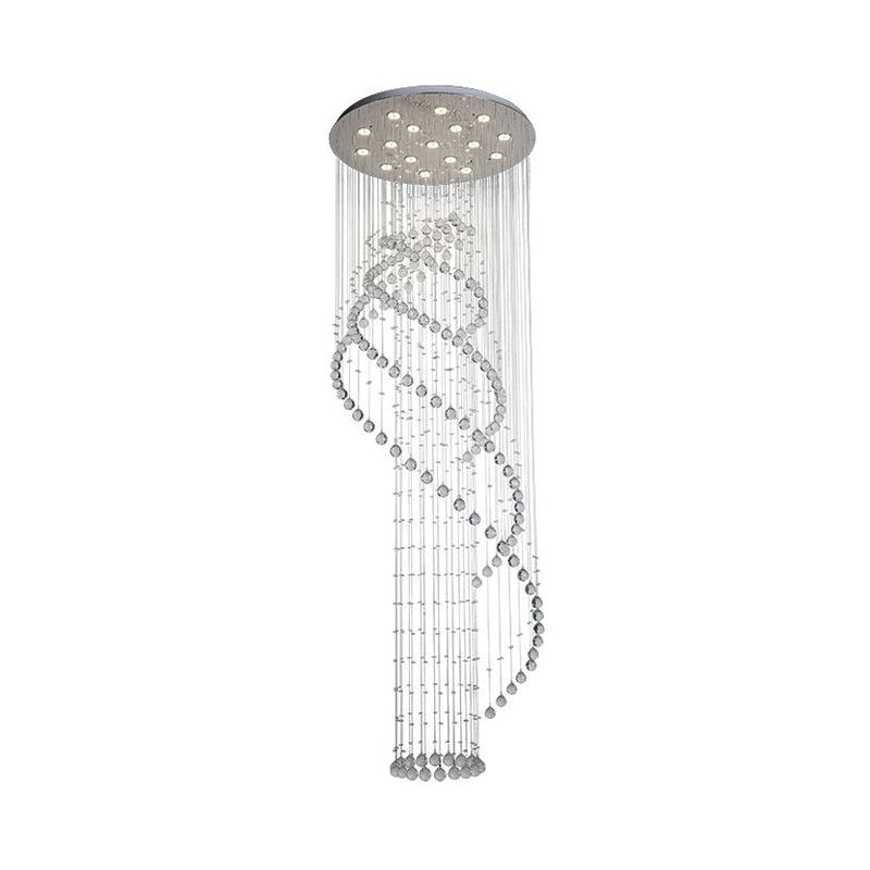 Modernist Spiral LED Ceiling Light 17 Bulbs Clear Crystal Cluster Pendant Lamp in Silver Clearhalo 'Ceiling Lights' 'Modern Pendants' 'Modern' 'Pendant Lights' 'Pendants' Lighting' 398729