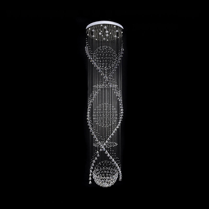 Twirling Waterfall Crystal LED Drop Lamp Modern 9 Bulbs Living Room ...