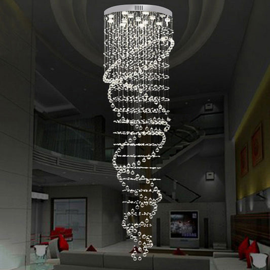 Clear Crystal Cascades Hanging Light Contemporary 13-Light Stair LED Multi Lamp Pendant in Silver Clearhalo 'Ceiling Lights' 'Modern Pendants' 'Modern' 'Pendant Lights' 'Pendants' Lighting' 398772