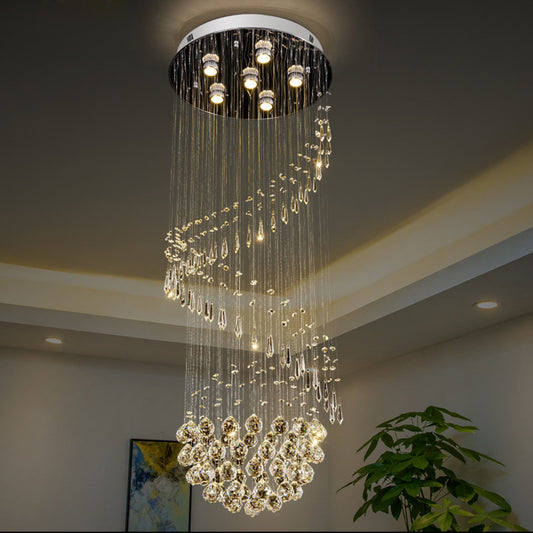 6-Light LED Cluster Pendant Light Modernist Twirl Crystal Hanging Ceiling Lamp in Silver Clearhalo 'Ceiling Lights' 'Modern Pendants' 'Modern' 'Pendant Lights' 'Pendants' Lighting' 398777
