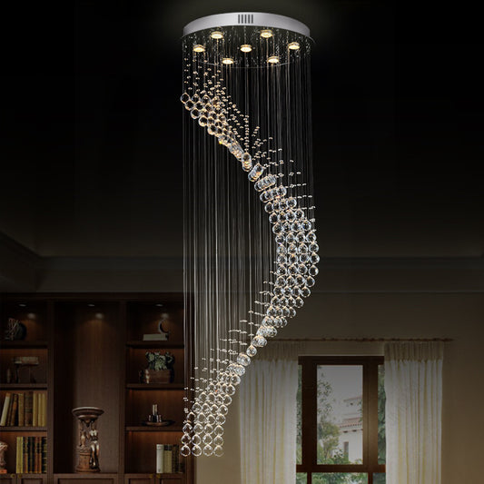 Modernist Spiral Multi Ceiling Light 7 Bulbs Crystal Hanging Pendant Lamp in Silver Clearhalo 'Ceiling Lights' 'Modern Pendants' 'Modern' 'Pendant Lights' 'Pendants' Lighting' 398782