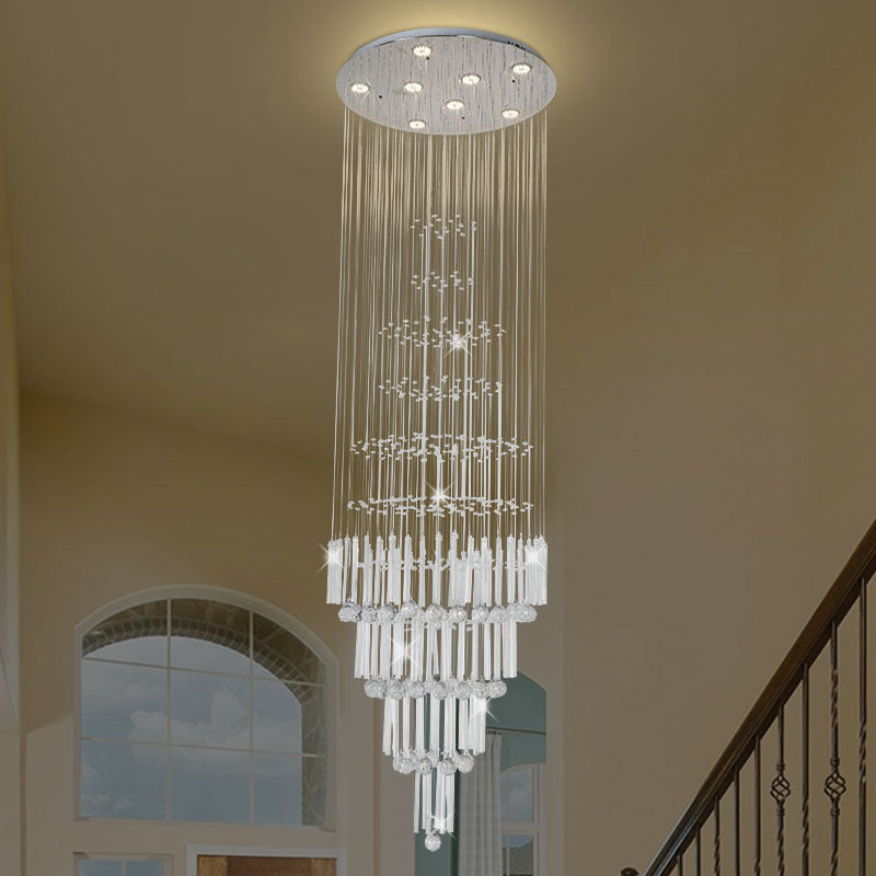 Crystal White Cluster Pendant Light Orbs and Rods 8 Lights Modern LED Hanging Ceiling Lamp White Clearhalo 'Ceiling Lights' 'Modern Pendants' 'Modern' 'Pendant Lights' 'Pendants' Lighting' 398806